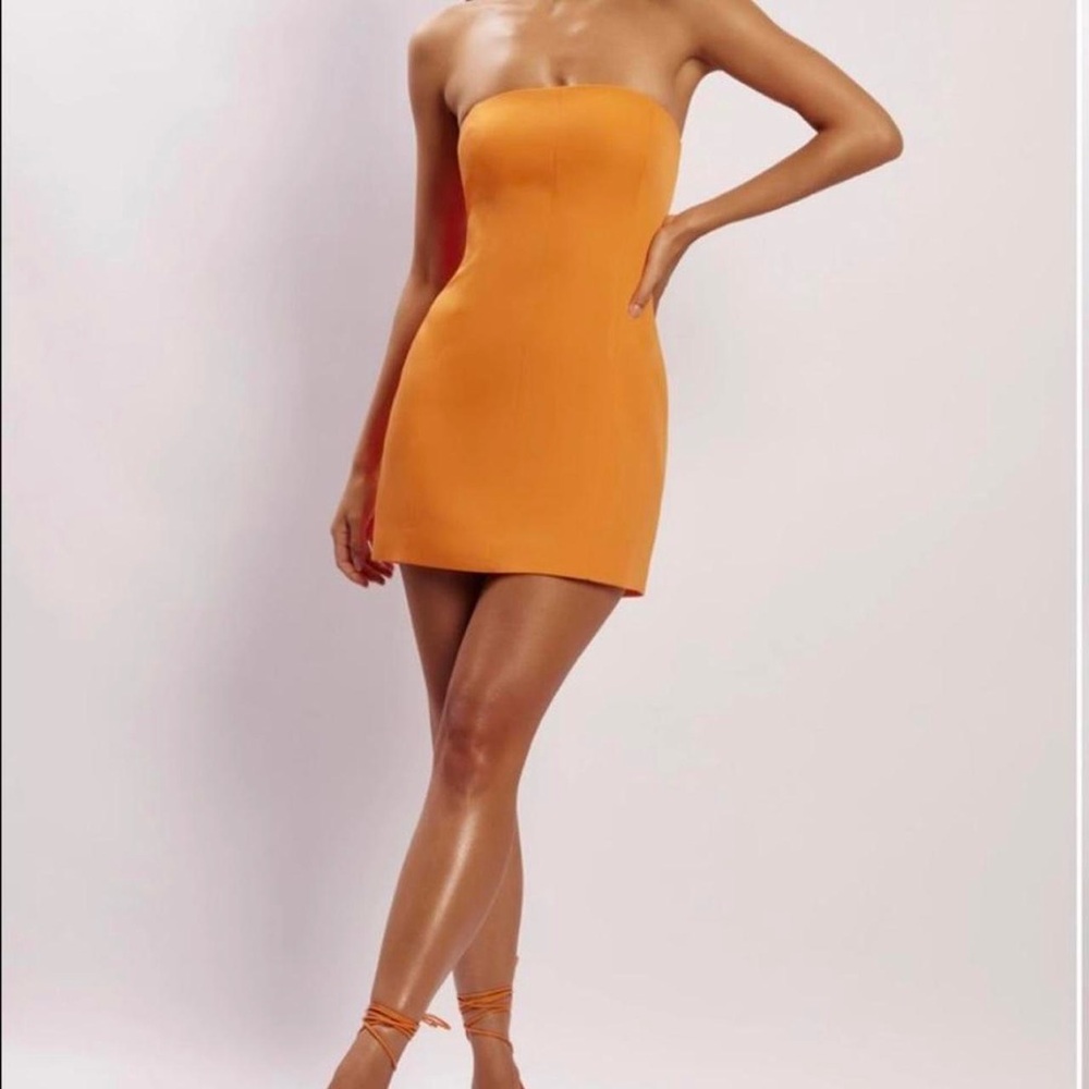 Meshki Orange Strapless Mini Dress